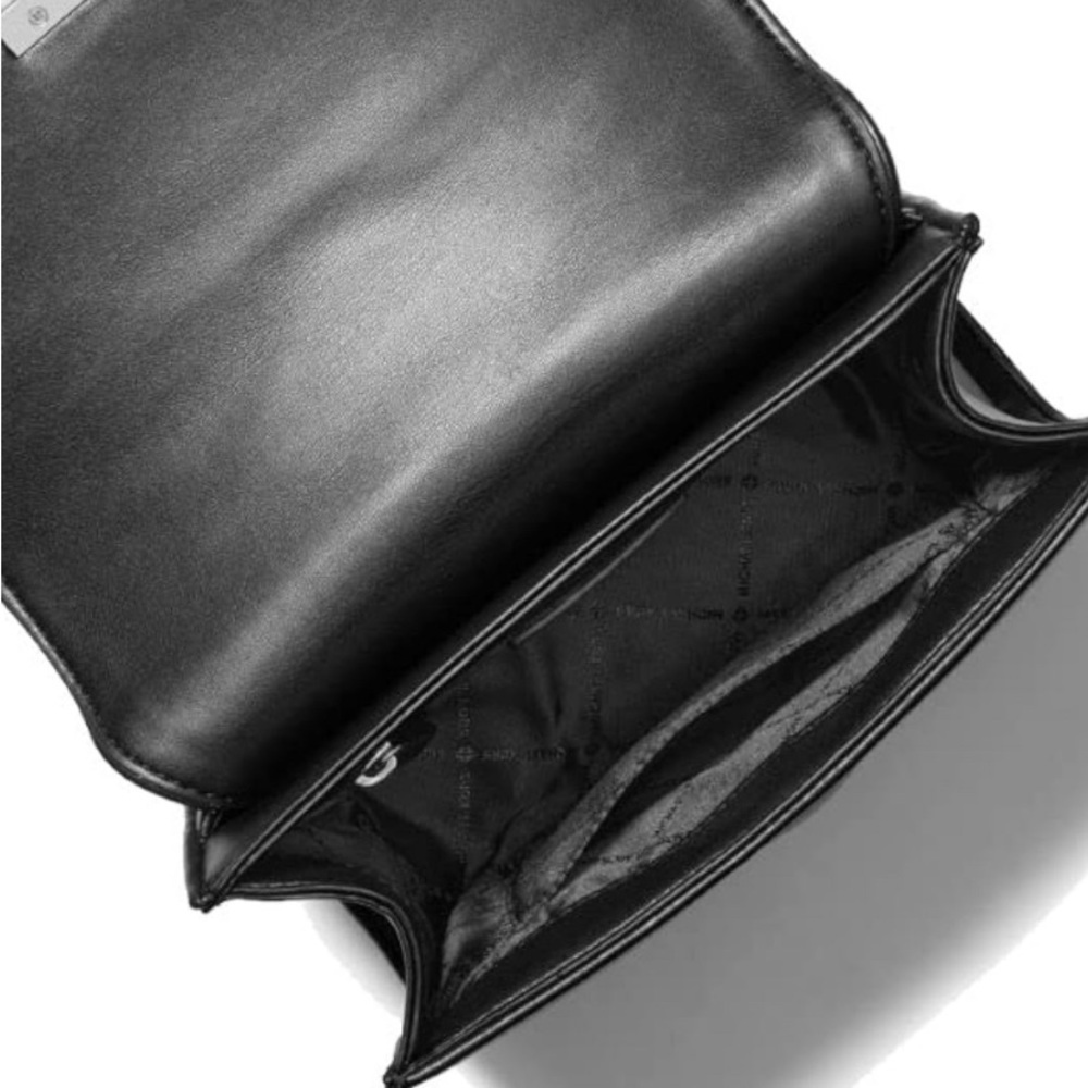 MICHAEL KORS Black Silver Serena Quilted F. Leather Crossbody Bag AUTHENTIC NWT - Picture 4 of 9